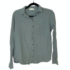 Stark X Rio Olive Green 100% Gauze‎ Button-Up Top Medium Oversized EUC